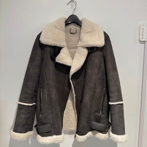 Faux fur/ suede biker jacket